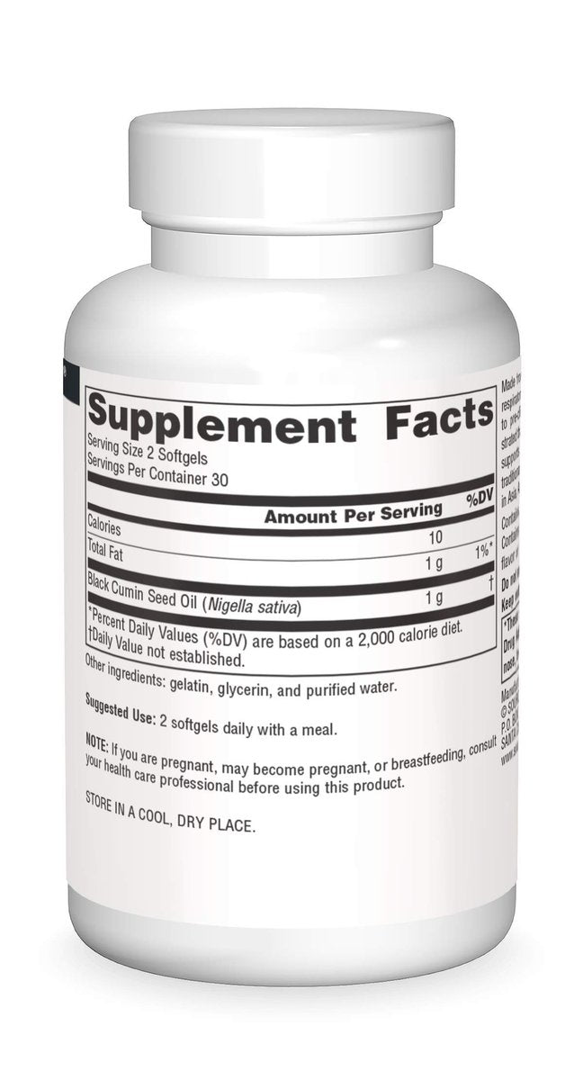 Source Naturals Schwarzkümmelöl für Atemwegsunterstützung* – 60 Weichkapseln