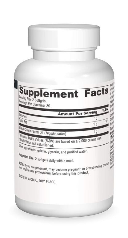 Source Naturals Schwarzkümmelöl für Atemwegsunterstützung* – 60 Weichkapseln