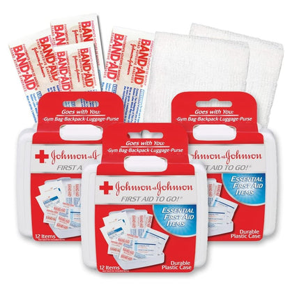 Johnson & Johnson Reise-Erste-Hilfe-Set 3er-Pack - Kompaktes Notfallset für Auto, Büro und Handtasche
