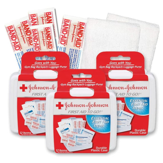 Johnson & Johnson Reise-Erste-Hilfe-Set 3er-Pack - Kompaktes Notfallset für Auto, Büro und Handtasche
