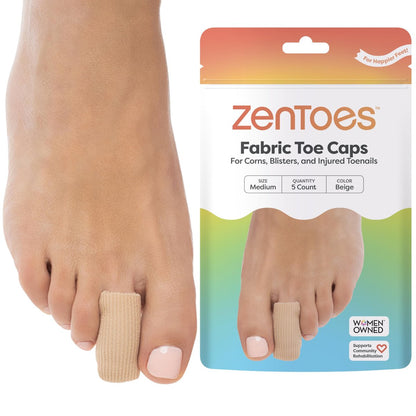 ZenToes Stoff-Zehenprotektoren | Fördert Hautfeuchtigkeit & Blasenprävention | Medizinisches Gel-Futter | Waschbar & Wiederverwendbar | Hühneraugen, Hornhaut & eingewachsene Zehennägel | Medium, 5er-Pack