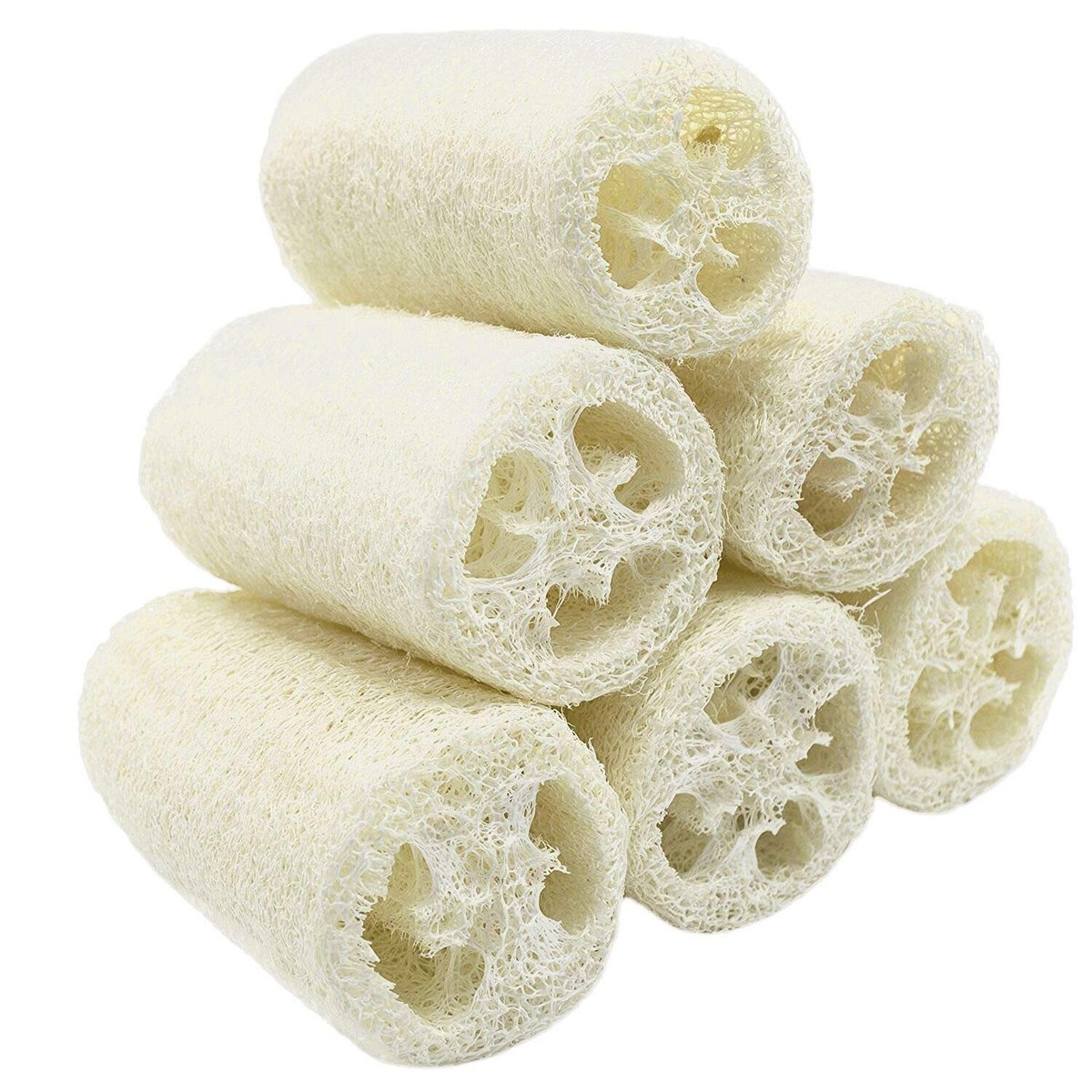 MAYMII·HOME 100% Naturale 5-Zoll-Luffa-Schwämme (6er-Pack) – Große Luffa-Peeling-Schwämme für Körper, Dusch- und Spa-Behandlung, Entfernung abgestorbener Hautzellen