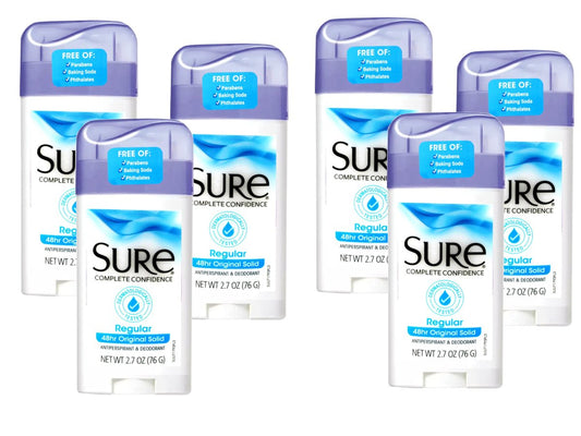 SURE Antiperspirant Deodorant Fest, 2,6 oz, 6er-Pack – Zuverlässiger Schutz für den ganzen Tag