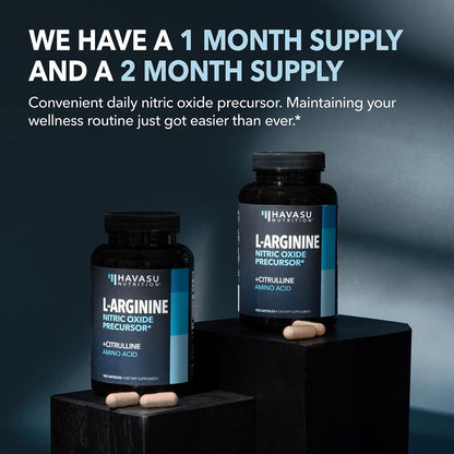 L-Arginin Kapseln mit L-Citrullin - Stickstoffmonoxid-Supplement - L-Arginin und L-Citrullin Mischung - 60 Stück - Vegan, Nicht-GVO Kapseln für Leistung, Ausdauer und Muskelunterstützung - 1 Monatsvorrat