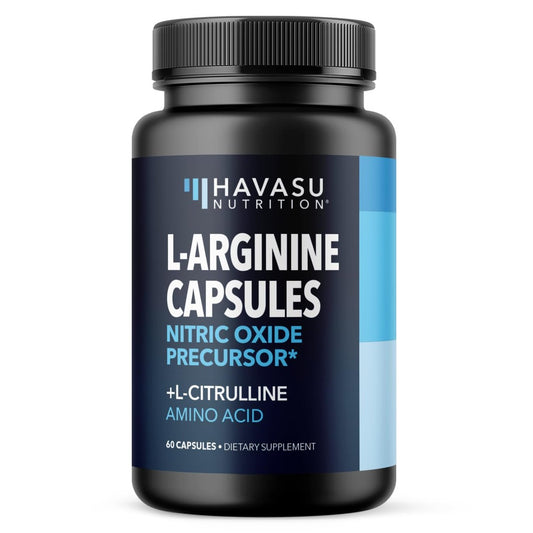 L-Arginin Kapseln mit L-Citrullin - Stickstoffmonoxid-Supplement - L-Arginin und L-Citrullin Mischung - 60 Stück - Vegan, Nicht-GVO Kapseln für Leistung, Ausdauer und Muskelunterstützung - 1 Monatsvorrat