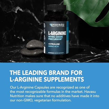 L-Arginin Kapseln mit L-Citrullin - Stickstoffmonoxid-Supplement - L-Arginin und L-Citrullin Mischung - 60 Stück - Vegan, Nicht-GVO Kapseln für Leistung, Ausdauer und Muskelunterstützung - 1 Monatsvorrat