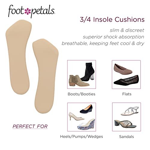 Foot Petals 3/4 Einlegesohlen – verhindert das Vorrutschen der Füße, Schutz vor Druckstellen, für Damenabsätze, Keilabsätze, Sandalen, 1 Paar, Khaki