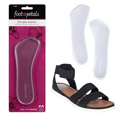 Foot Petals 3/4 Einlegesohlen – Gel-Polster gegen Vorrutschen und Hornhautbildung für Damenabsätze, Keile, Sandalen (1 Paar, Transparent)