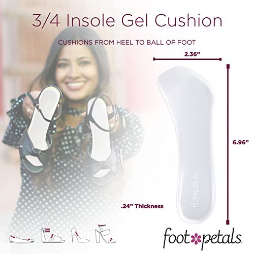 Foot Petals 3/4 Einlegesohlen – Gel-Polster gegen Vorrutschen und Hornhautbildung für Damenabsätze, Keile, Sandalen (1 Paar, Transparent)