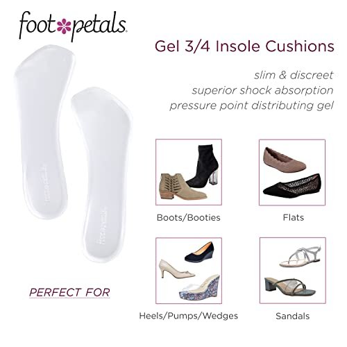 Foot Petals 3/4 Einlegesohlen – Gel-Polster gegen Vorrutschen und Hornhautbildung für Damenabsätze, Keile, Sandalen (1 Paar, Transparent)