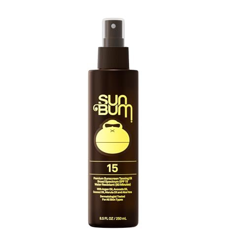 Sun Bum SPF 15 Feuchtigkeitsspendendes Bräunungsöl – Vegan, Hawaii-konform, ohne Octinoxat & Oxybenzon – Breitband UVA/UVB Schutz – 8,5 oz