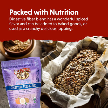 Barlean's Bio Organic Digestive Seed Blend Ballaststoffe mit Chia, gemahlenen Leinsamen, Kürbiskernen, Quinoa und Kokosnuss, reich an Omega-3 und Ballaststoffen, 340 g