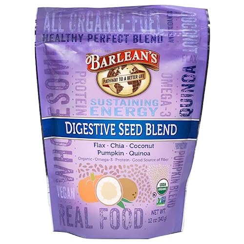 Barlean's Bio Organic Digestive Seed Blend Ballaststoffe mit Chia, gemahlenen Leinsamen, Kürbiskernen, Quinoa und Kokosnuss, reich an Omega-3 und Ballaststoffen, 340 g