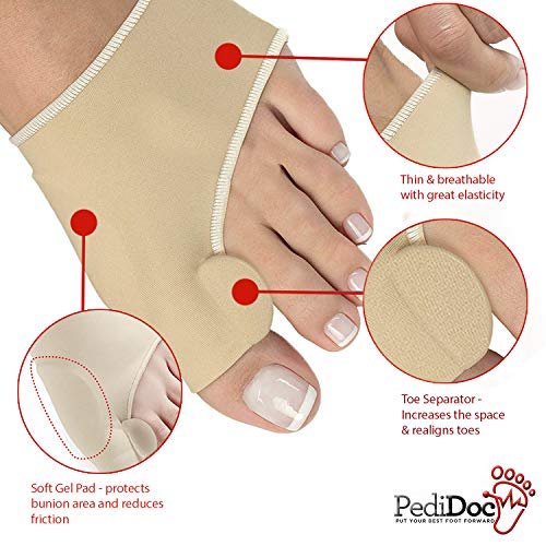 PediDocTM Zehenkorrektor – Ballenzeh Polster, Zehenstrecker mit Gel Zehenspreizer – Hallux Valgus Korrektur, Großzehenausrichtung