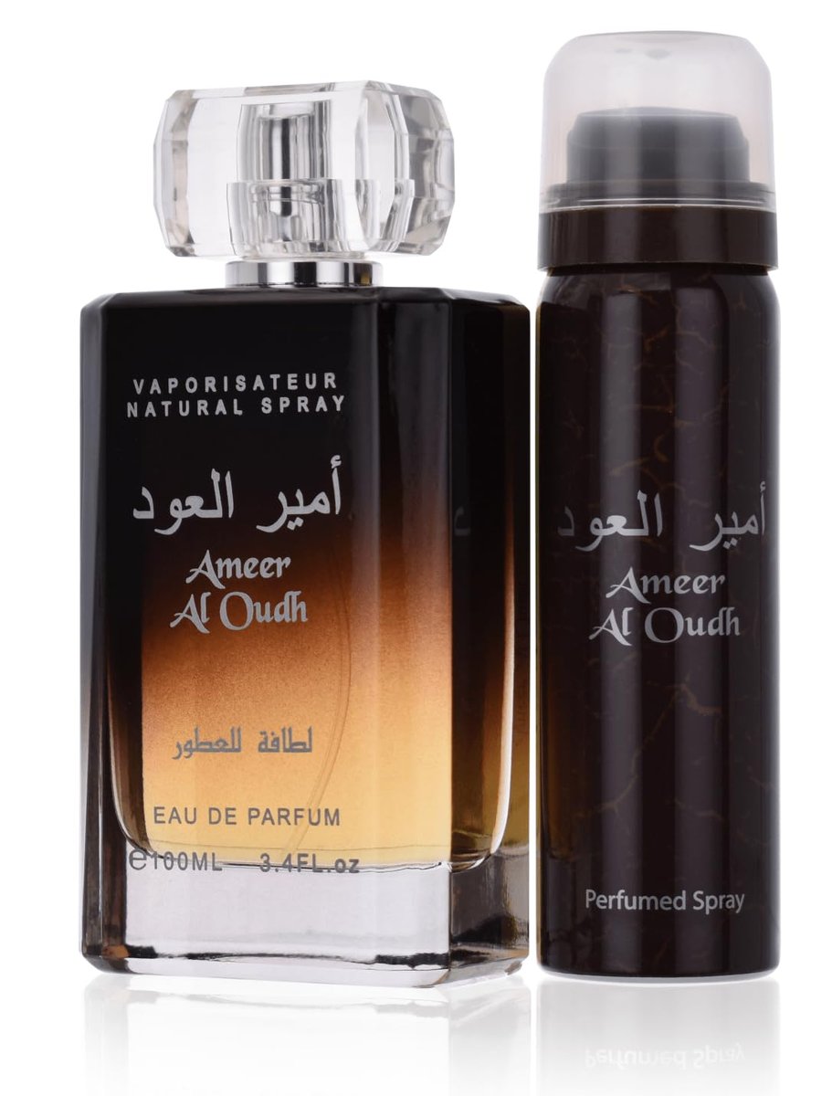 Lattafa Ameer Al Oudh 2-teiliges Set für Unisex (3,4 Unzen Eau de Parfum Spray + 1,7 Unzen Deodorant Spray)