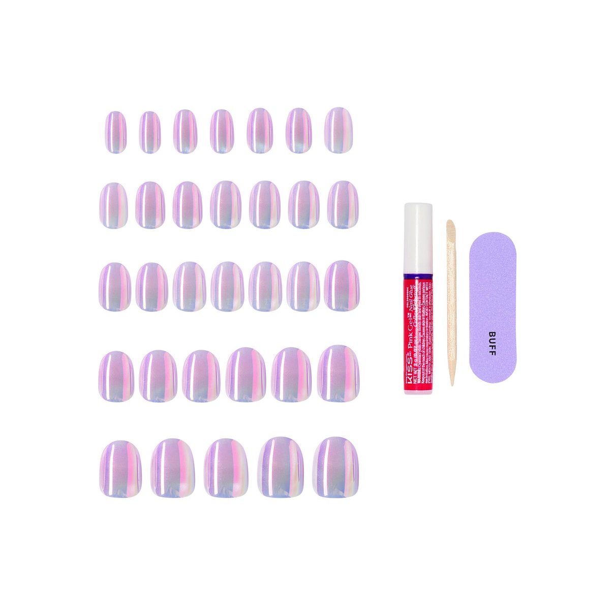 Kiss Glam 'One n Only' Press-On Nägel – Kurz, Rund, Pink – 32 Nägel inklusive Kleber