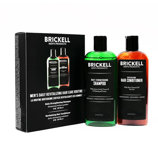 Brickell Men's Tägliche Revitalisierende Haarpflegeroutine: Shampoo und Conditioner Set für Männer mit Minze und Teebaumöl – Stärkung und Volumen – natürlich und organisch – Geschenkset