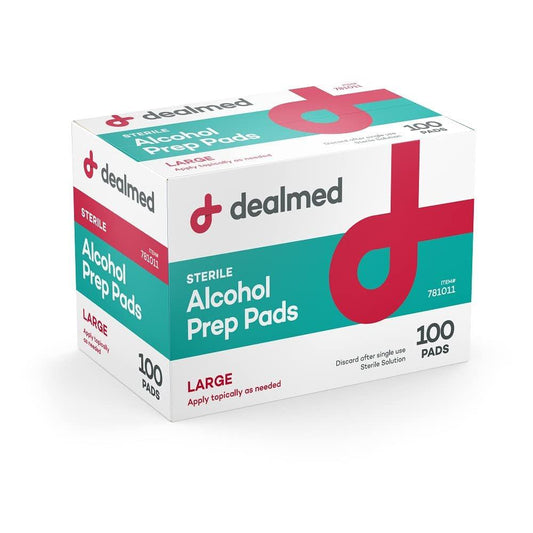 Dealmed Alkoholtupfer – 100 Stück große, latexfreie, gamma-sterilisierte antiseptische Tücher für Erste-Hilfe-Sets, Zuhause und medizinische Einrichtungen