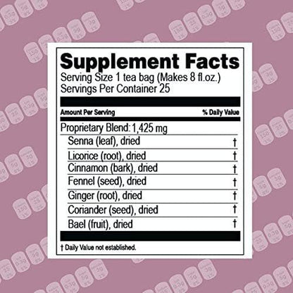 HYLEYS Colon Cleanse Tee Blackberry-Geschmack - 25 Teebeutel (1 Packung)