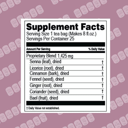 HYLEYS Colon Cleanse Tee Blackberry-Geschmack - 25 Teebeutel (1 Packung)