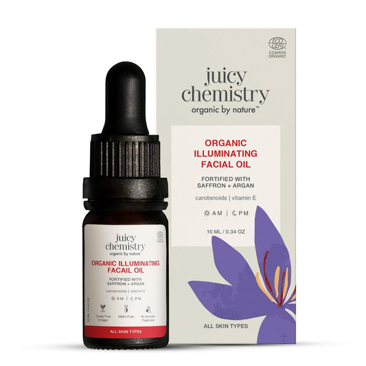 Juicy Chemistry Bio-Gesichtsöl mit Safran & roter Himbeere – 100% natürliche, organische Feuchtigkeitspflege für die Haut (10 ml)