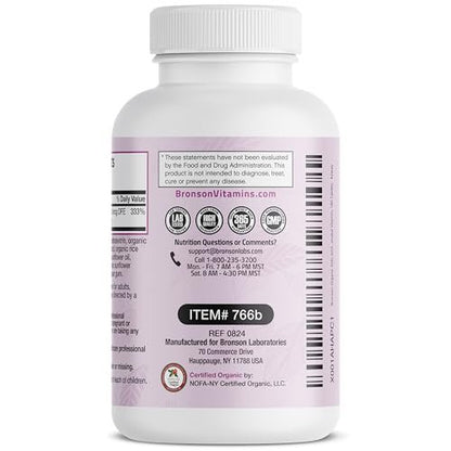 Bronson Organische Folsäure (Vitamin B9 Folat) 800 mcg aus Zitronenschale, 180 Tabletten