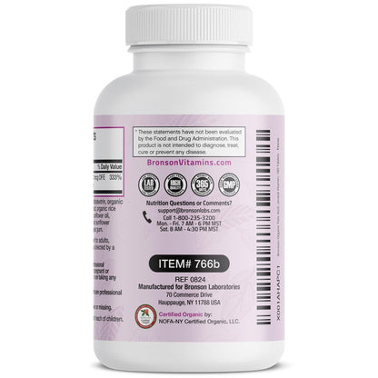 Bronson Organische Folsäure (Vitamin B9 Folat) 800 mcg aus Zitronenschale, 180 Tabletten