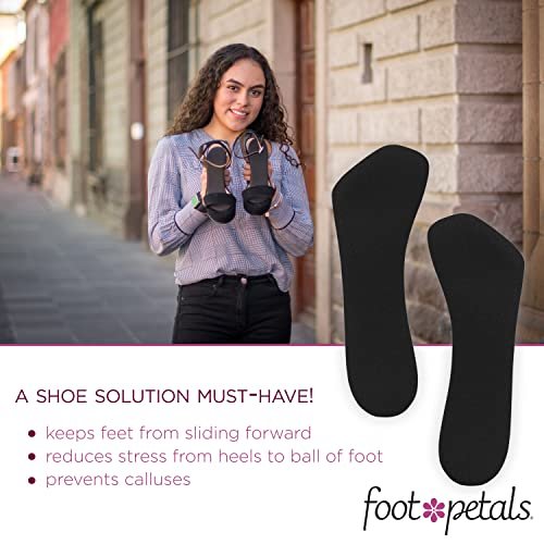 Foot Petals 3/4 Einlegesohlen – Verhindert das Vorrutschen der Füße, Druckstellen und Schwielen – Für Damen Absätze, Keile, Sandalen – Schwarz, 1 Paar