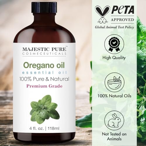 Majestic Pure Oregano Öl 100% rein & natürlich – 118 ml mit Glaspipette für Diffuser, Aromatherapie, Seifen- und Kerzenherstellung