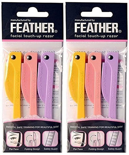 Feather Flamingo Gesichts-Rasierer für Damen – 3 Rasierer x 2er-Pack – Präzisionsrasierer für Augenbrauen & Gesichtshaare