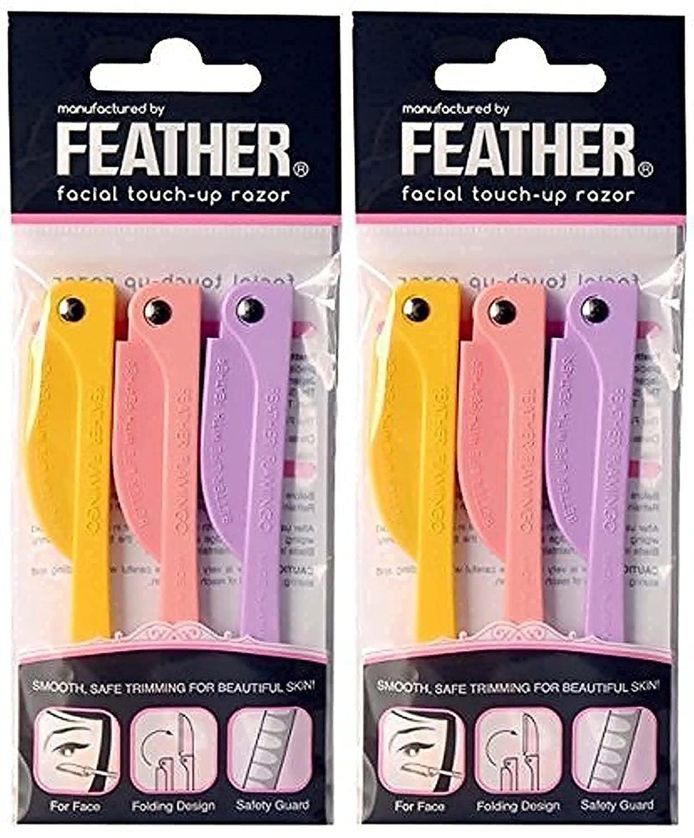 Feather Flamingo Gesichts-Rasierer für Damen – 3 Rasierer x 2er-Pack – Präzisionsrasierer für Augenbrauen & Gesichtshaare