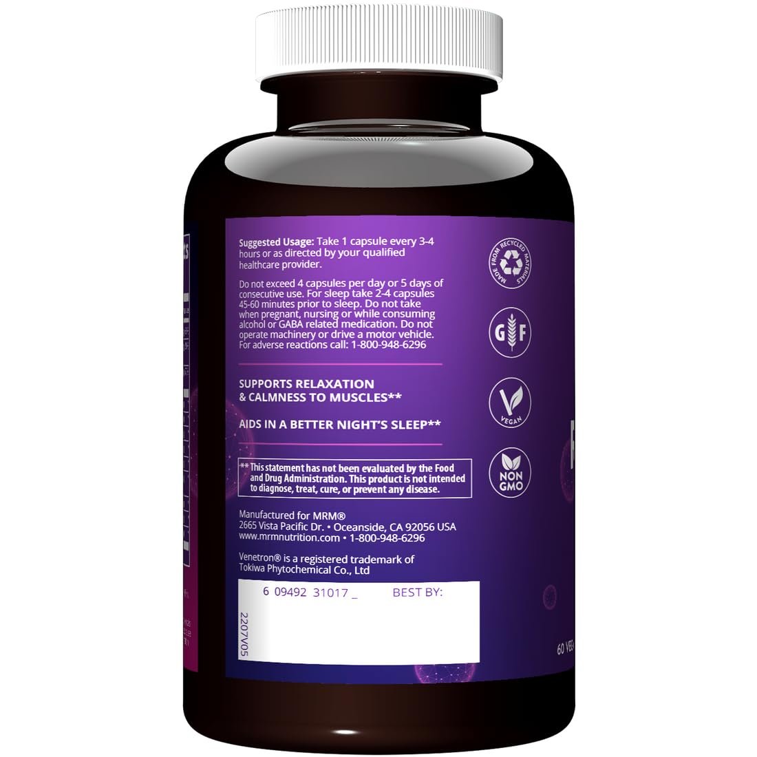 MRM Relax-All Nahrungsergänzungsmittel - Stressunterstützung für Männer & Frauen, mit GABA, L-Theanin & Magnesium, fördert mentale Ausgeglichenheit & Muskelentspannung, vegan, glutenfrei - 15 Portionen