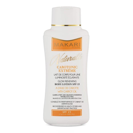 MAKARI Carotonic Extreme Body Lotion (500 ml) | Bekämpft übermäßige Ölproduktion | Hilft, Körpernarben und -flecken zu verblassen | Hautaufhellende Formel | Wirkt der Hautalterung entgegen und fördert gesunde Ausstrahlung