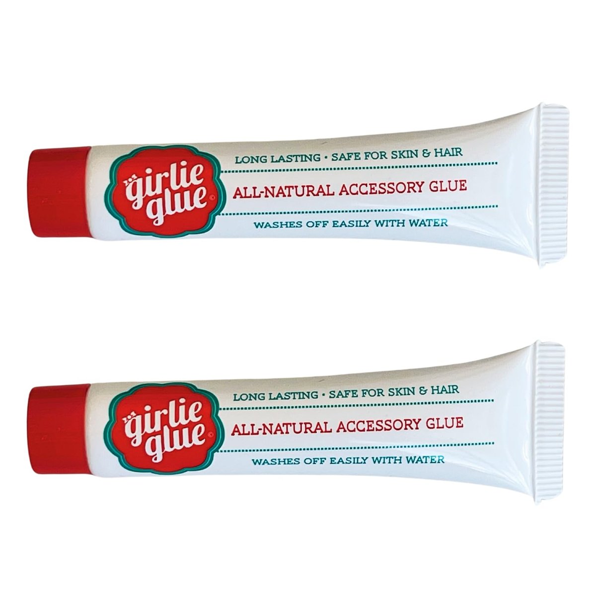 Girlie Glue – Sanfter Haar- und Hautkleber für Babys & Haustiere, ungiftig, lang anhaltend, trocknet klar, mit Wasser abwaschbar. 2 Tuben.