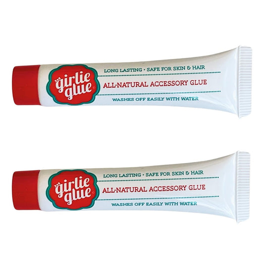 Girlie Glue – Sanfter Haar- und Hautkleber für Babys & Haustiere, ungiftig, lang anhaltend, trocknet klar, mit Wasser abwaschbar. 2 Tuben.