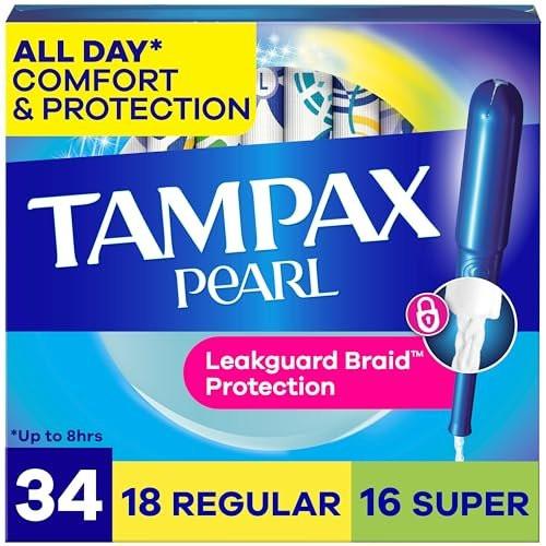 Tampax Pearl Tampons Multipack Regular/Super, 34 Stück – mit LeakGuard-Braid, unparfümiert