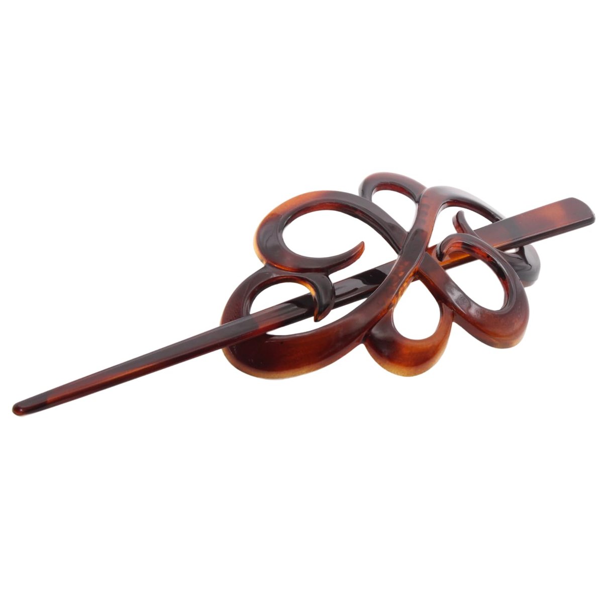 Parcelona French Wide Flower Tortoise Shell Braun Haarklammer für Dutt oder Pferdeschwanz – Haarschieber mit Stab