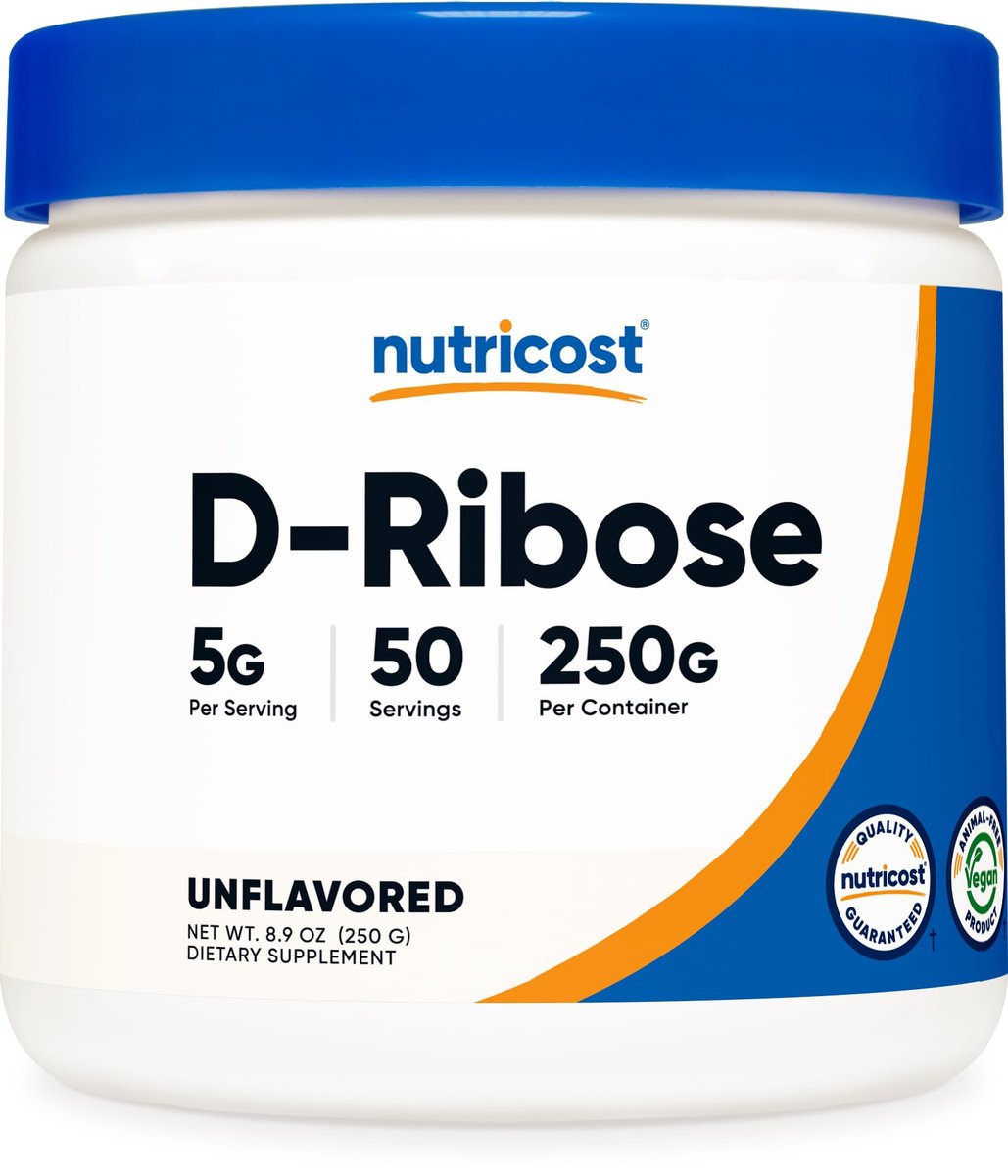 Nutricost D-Ribose Pulver (250 Gramm) - Reines D-Ribose für Energie & Erholung