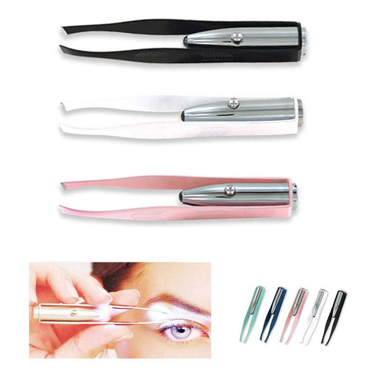 1st Choice 3er-Set Edelstahl-Pinzette mit LED-Licht für Make-up, Wimpern und Augenbrauen
