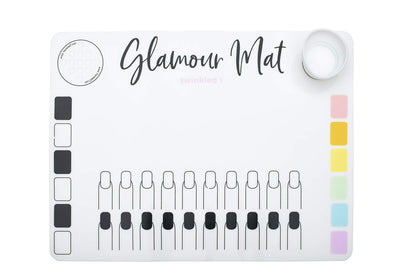 Twinkled T Nail Art Glamour Mat – Silikon-Nagelarbeitsmatte in Weiß mit Farbakzenten