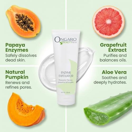 Ongaro Beauty Bio-Gesichtspeeling – Natürliches Gesichtspeeling & Enzympeeling für empfindliche Haut – Gesichtspeeling für Frauen & Männer – Reinigt Akne & befreit verstopfte Poren – Glättet & hellt auf – 118 ml