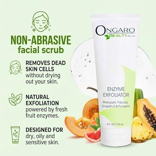 Ongaro Beauty Bio-Gesichtspeeling – Natürliches Gesichtspeeling & Enzympeeling für empfindliche Haut – Gesichtspeeling für Frauen & Männer – Reinigt Akne & befreit verstopfte Poren – Glättet & hellt auf – 118 ml