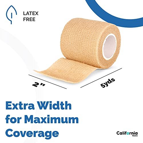12er-Pack Selbstklebende Bandage - 5 cm x 4,6 m - Elastische, selbsthaftende Fixierbinde - Atmungsaktives Sporttape für Handgelenk, Knie, Knöchel - Erste Hilfe & Sport - Braun