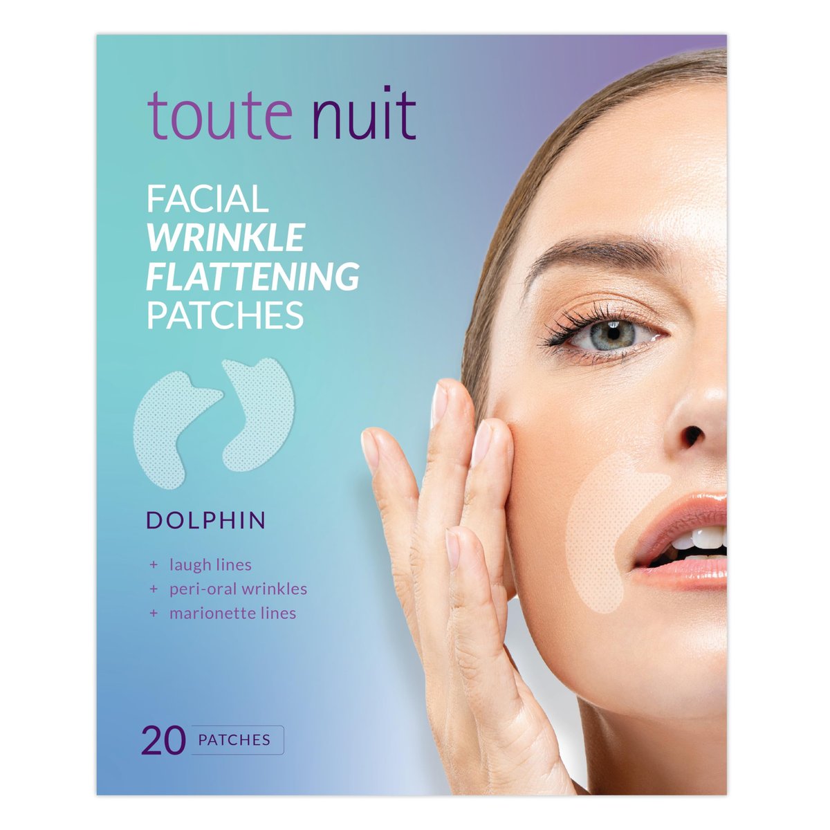 Toute Nuit Anti-Faltenpflaster Delphin – Mundbereich – Hypoallergene Anti-Faltenpflaster – 20 Stück, Hergestellt in den USA