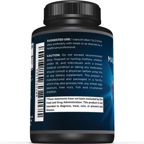Premium Magnesiumcitrat Kapseln – 500 mg Magnesiumoxid & Citrat – Unterstützt gesunde Knochen, Muskeln, Zähne, Energie & Entspannung – 120 vegane Kapseln