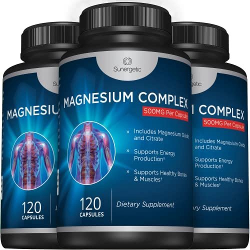 Premium Magnesiumcitrat Kapseln – 500 mg Magnesiumoxid & Citrat – Unterstützt gesunde Knochen, Muskeln, Zähne, Energie & Entspannung – 120 vegane Kapseln