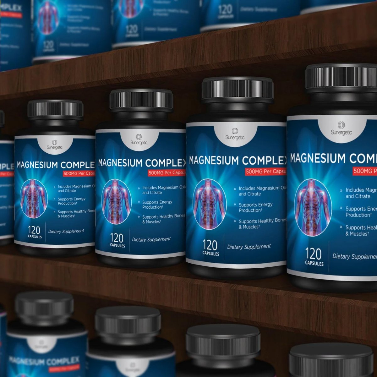 Premium Magnesiumcitrat Kapseln – 500 mg Magnesiumoxid & Citrat – Unterstützt gesunde Knochen, Muskeln, Zähne, Energie & Entspannung – 120 vegane Kapseln