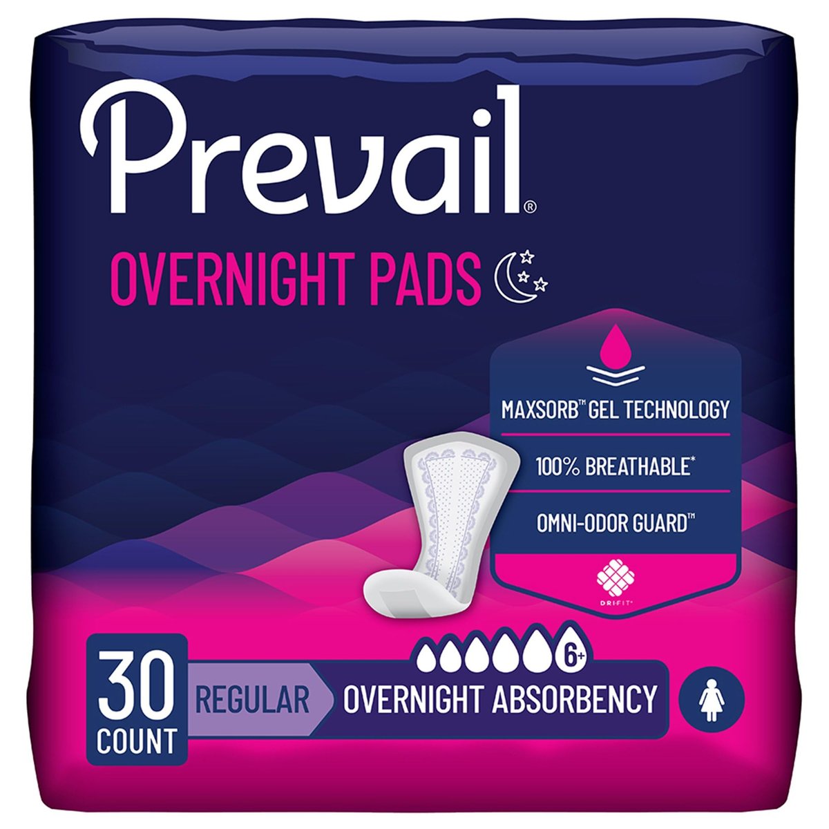 Prevail Proven Inkontinenz-Einlagen für Blasenschwäche – Über-Nacht-Saugfähigkeit, 30 Stück, Weiß, 16 Zoll