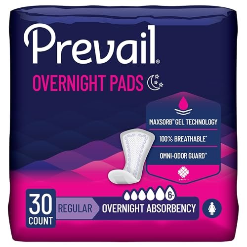Prevail Proven Inkontinenz-Einlagen für Blasenschwäche – Über-Nacht-Saugfähigkeit, 30 Stück, Weiß, 16 Zoll