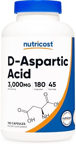 Nutricost D-Asparaginsäure (DAA) Kapseln 3000 mg pro Portion (180 Kapseln) - Non-GMO